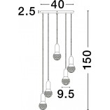 Lampa wiszące "żarówki" na kablu Denno V 40cm czarna