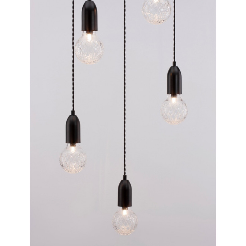 Lampa wiszące "żarówki" na kablu Denno V 40cm czarna