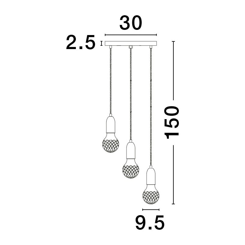 Lampa wiszące "żarówki" na kablu Denno III 30cm czarna