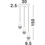 Lampa wiszące "żarówki" na kablu Denno III 30cm czarna