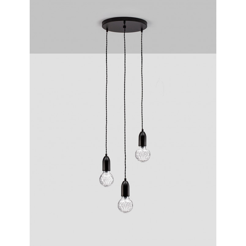 Lampa wiszące "żarówki" na kablu Denno III 30cm czarna
