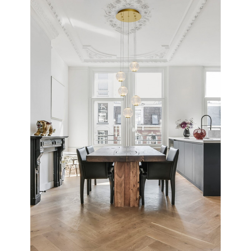 Lampa wisząca Jewels: Szklane kule, złoto, LED | Decolab24