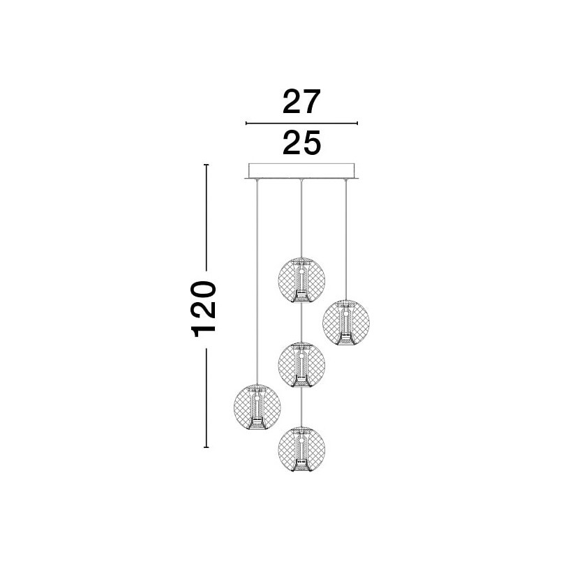 Lampa wisząca Jewels: Szklane kule, złoto, LED | Decolab24