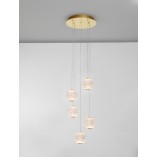 Lampa wisząca Jewels: Szklane kule, złoto, LED | Decolab24