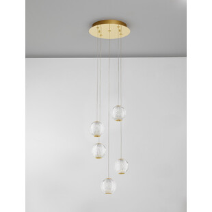 Lampa wisząca Jewels: Szklane kule, złoto, LED | Decolab24