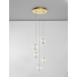 Lampa wisząca Jewels: Szklane kule, złoto, LED | Decolab24