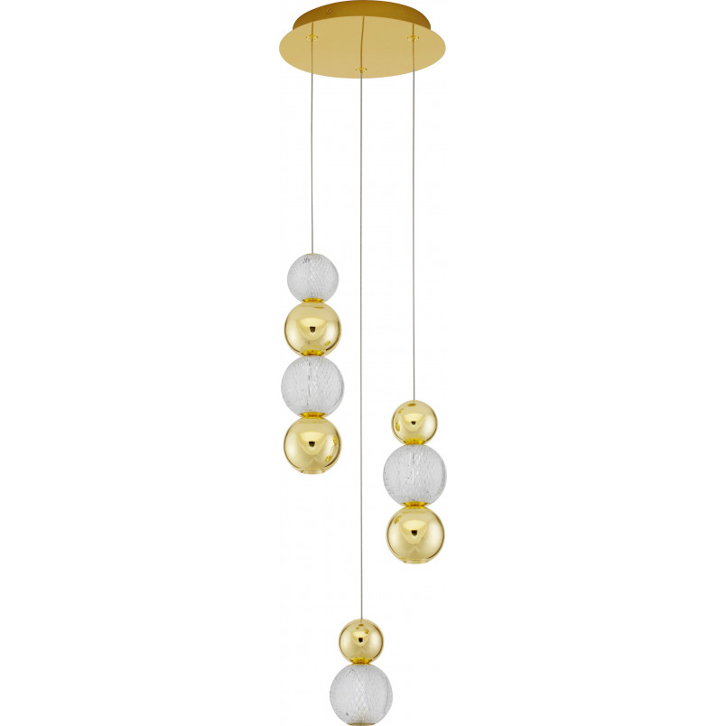 Lampa wisząca glamour Conti LED III - złota, 3 kule | Decolab24