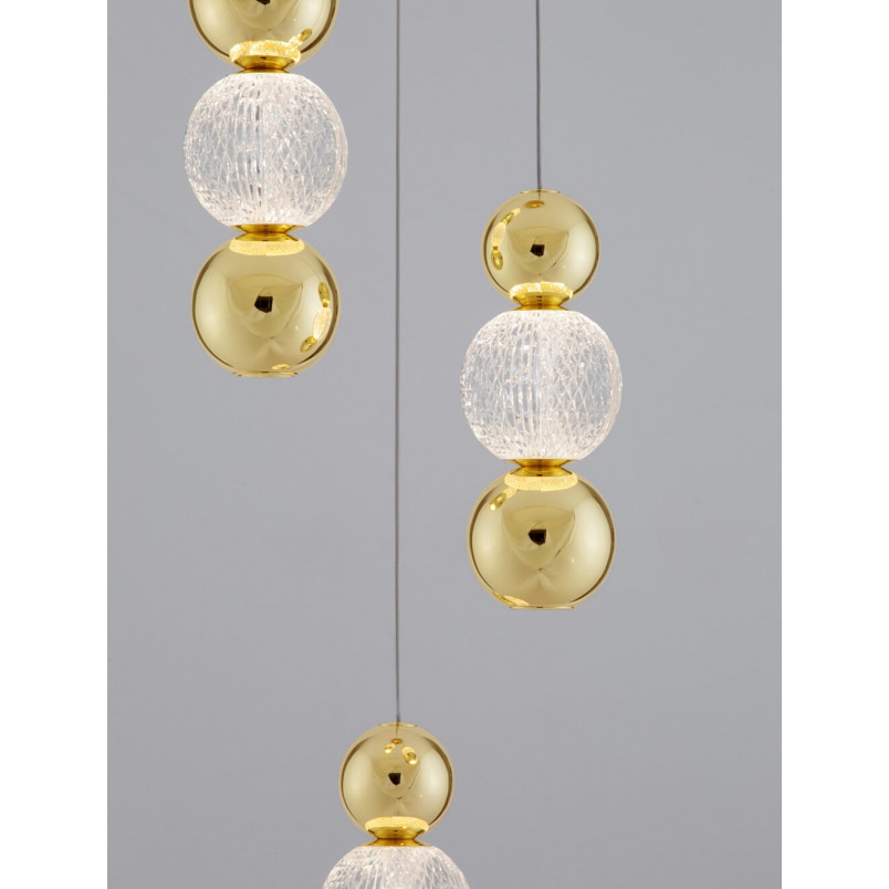 Lampa wisząca glamour Conti LED III - złota, 3 kule | Decolab24
