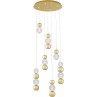 Elegancka Lampa wiszące kule glamour Conti LED VII 53cm złoty/przeźroczysty do salonu, sypialni i kuchni