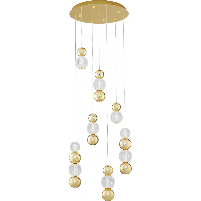 Lampa wisząca glamour Conti LED VII - złota z kulami | Decolab24