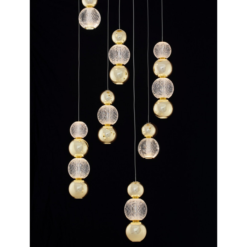 Lampa wisząca glamour Conti LED VII - złota z kulami | Decolab24
