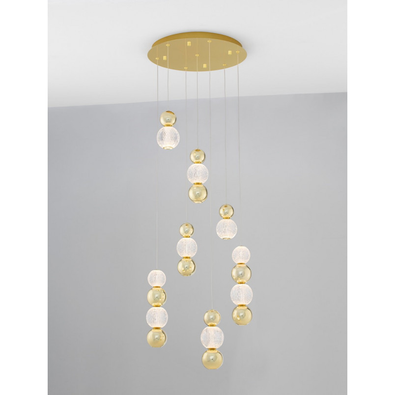 Lampa wisząca glamour Conti LED VII - złota z kulami | Decolab24
