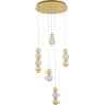 Elegancka Lampa wiszące kule glamour Conti LED V 53cm złoty/przeźroczysty do salonu, sypialni i kuchni