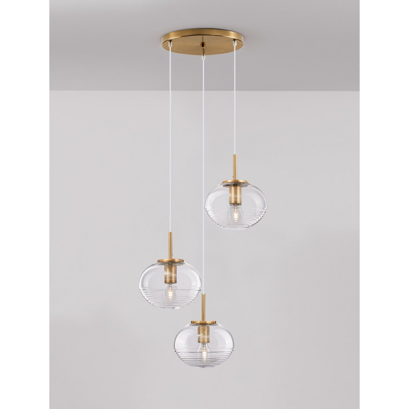 Lampa Wisząca Retro Lenart III - Szkło, Mosiądz | Decolab24
