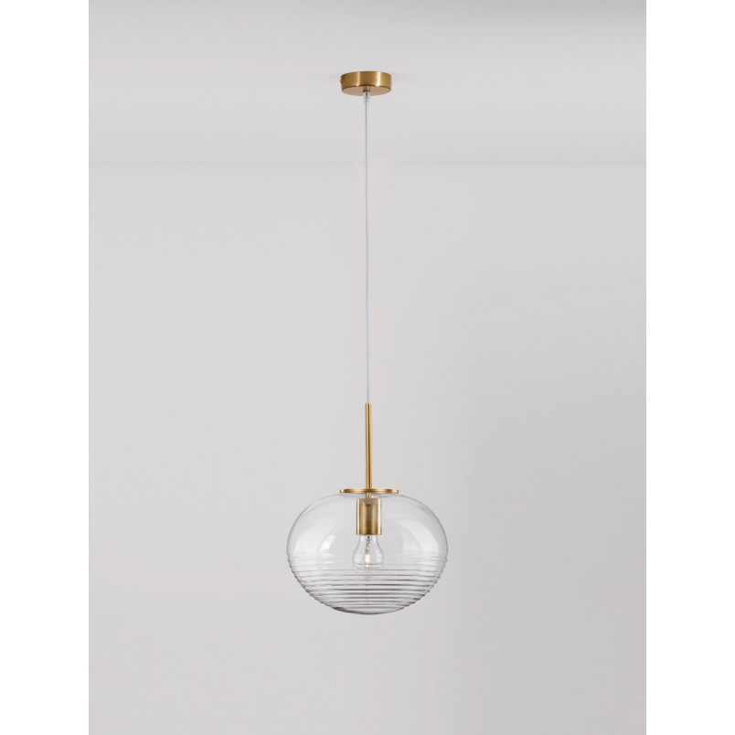 Lampa wisząca Retro Lenart | Szkło, Mosiądz, E27