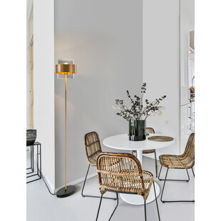 Lampa podłogowa szklana glamour Nanno szkło dymione / mosiądz