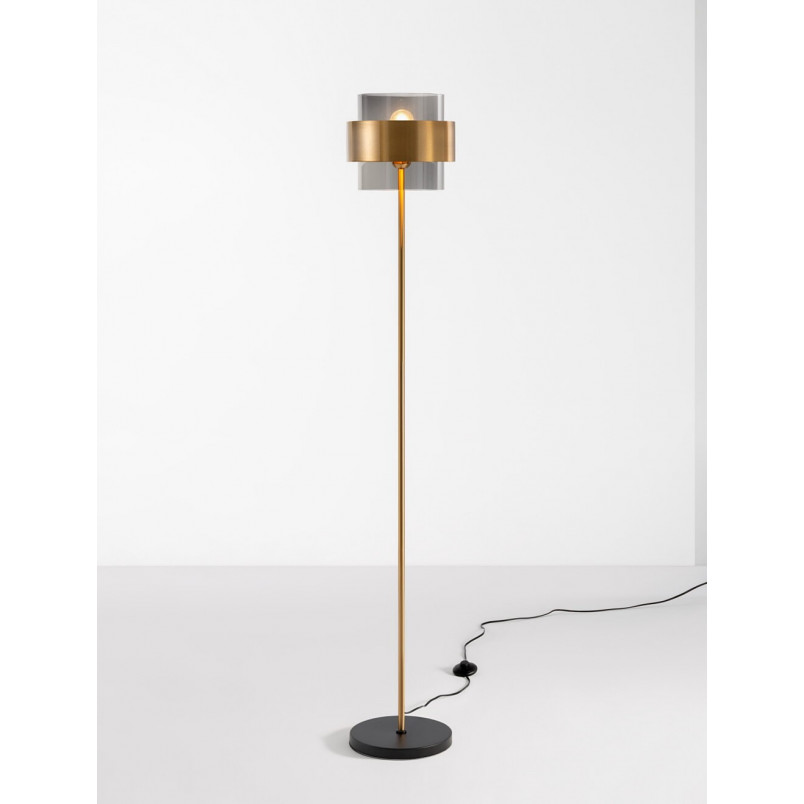 Lampa podłogowa szklana Nanno | Mosiądz, Glamour | Decolab24