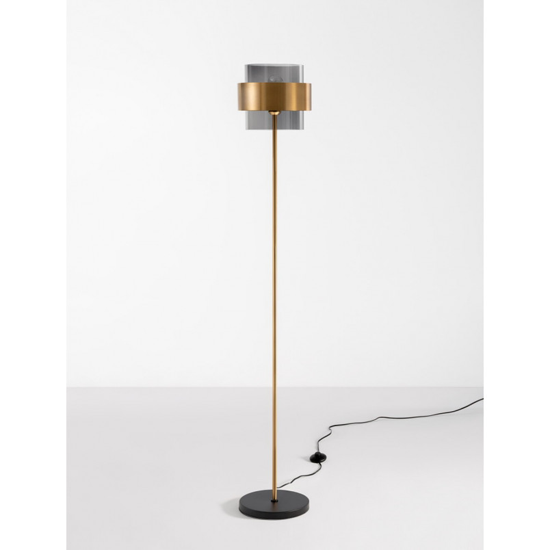 Lampa podłogowa szklana Nanno | Mosiądz, Glamour | Decolab24