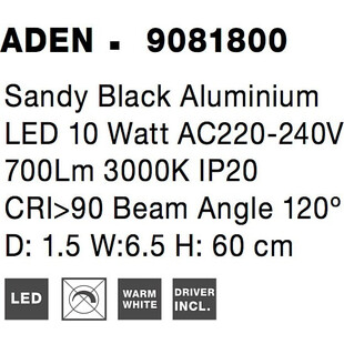 Kinkiet LED czarny Sai Straight 60cm - Minimalistyczny Design