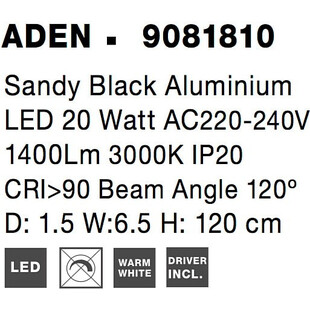 Kinkiet LED czarny 120cm - Minimalistyczny design | Decolab24