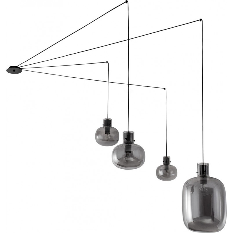 Lampa wisząca Bulgy IV - szkło dymione, styl retro | Decolab24