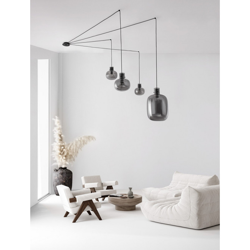 Lampa wisząca Bulgy IV - szkło dymione, styl retro | Decolab24