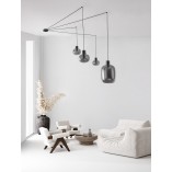 Lampa wisząca Bulgy IV - szkło dymione, styl retro | Decolab24