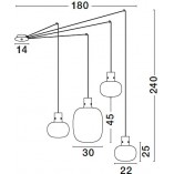 Lampa wisząca Bulgy IV - szkło dymione, styl retro | Decolab24