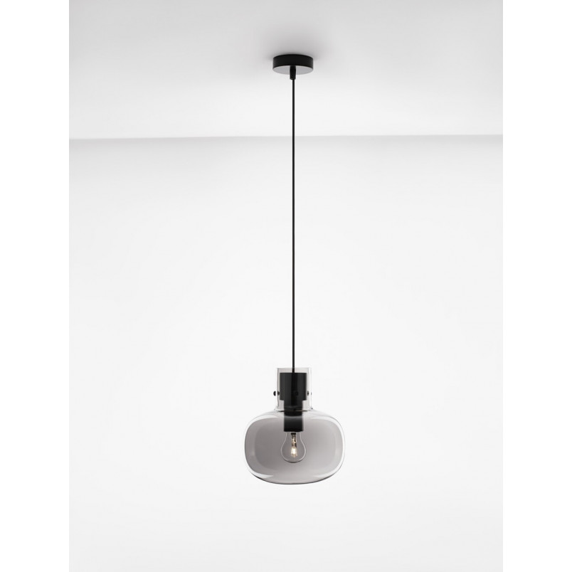 Lampa Wisząca Retro Bulgy | Szkło Dymione 22cm - Decolab24