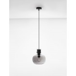 Lampa Wisząca Retro Bulgy | Szkło Dymione 22cm - Decolab24