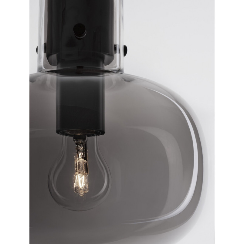 Lampa Wisząca Retro Bulgy | Szkło Dymione 22cm - Decolab24