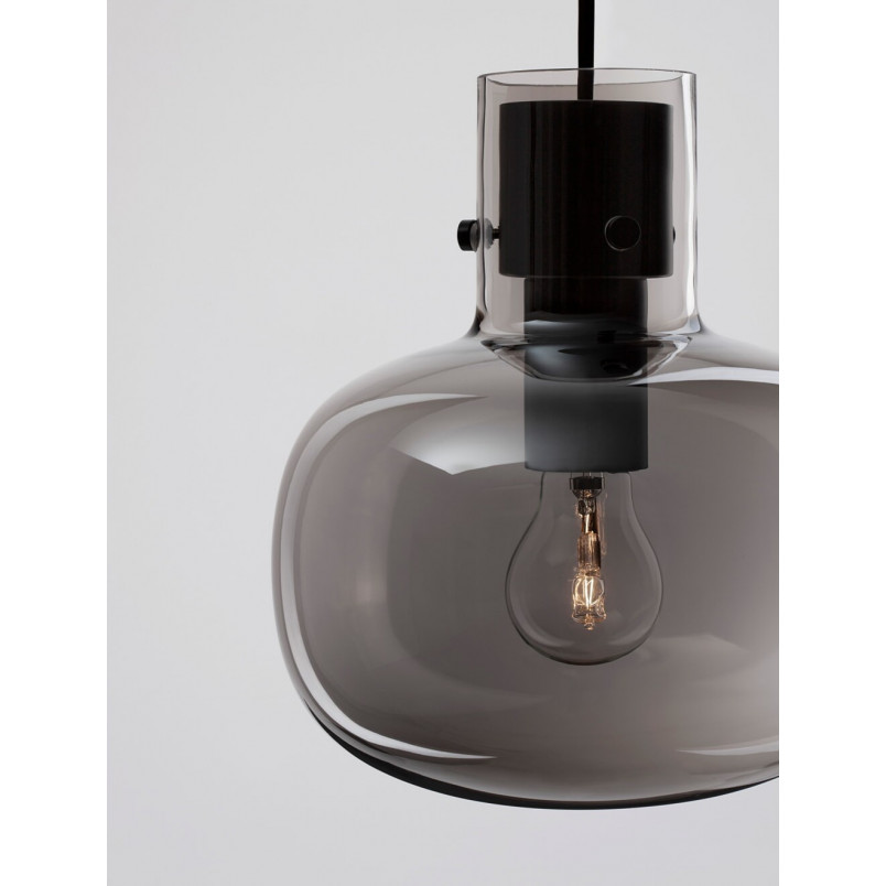 Lampa Wisząca Retro Bulgy | Szkło Dymione 22cm - Decolab24