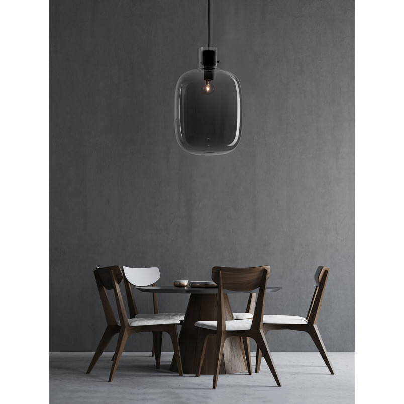 Lampa wisząca szklana retro Bulgy 30cm szkło dymione
