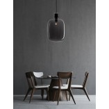 Lampa wisząca szklana retro Bulgy 30cm szkło dymione