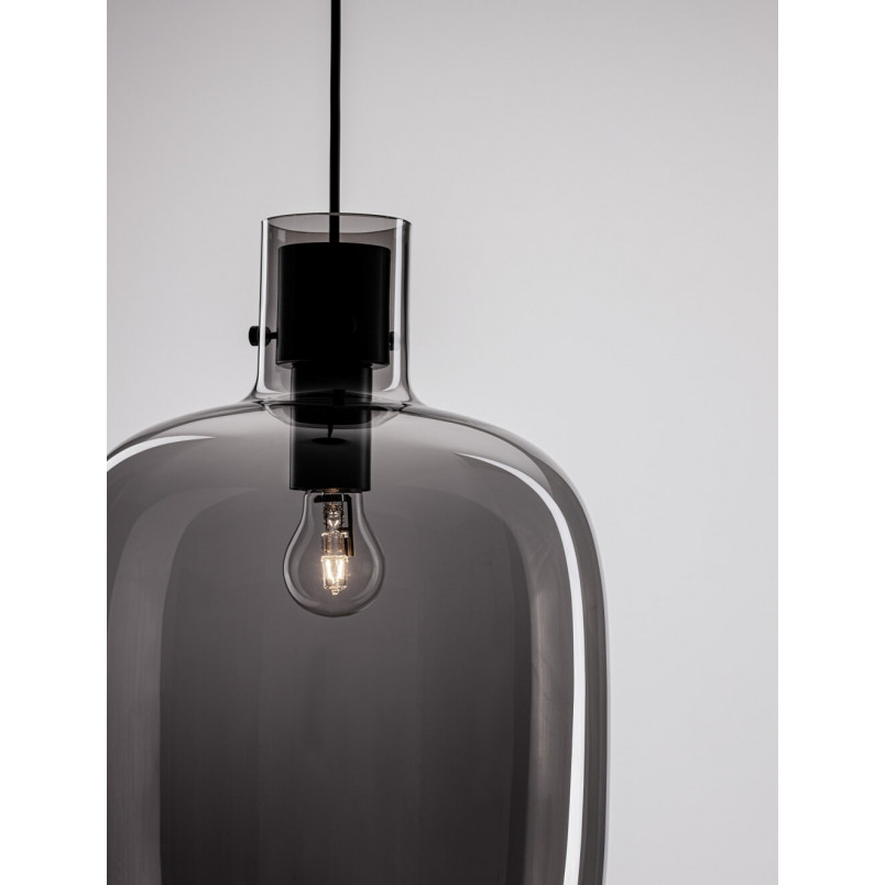 Lampa wisząca szklana retro Bulgy 30cm szkło dymione