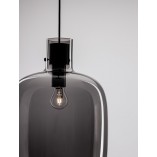 Lampa wisząca szklana retro Bulgy 30cm szkło dymione