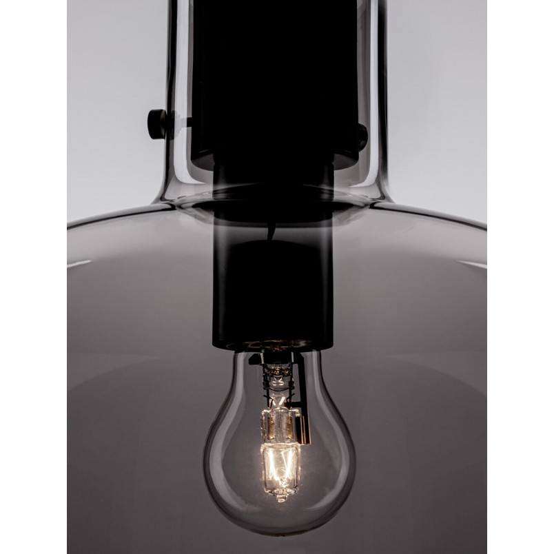 Lampa wisząca szklana retro Bulgy 30cm szkło dymione