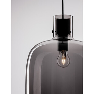 Lampa wisząca szklana retro Bulgy 30cm szkło dymione
