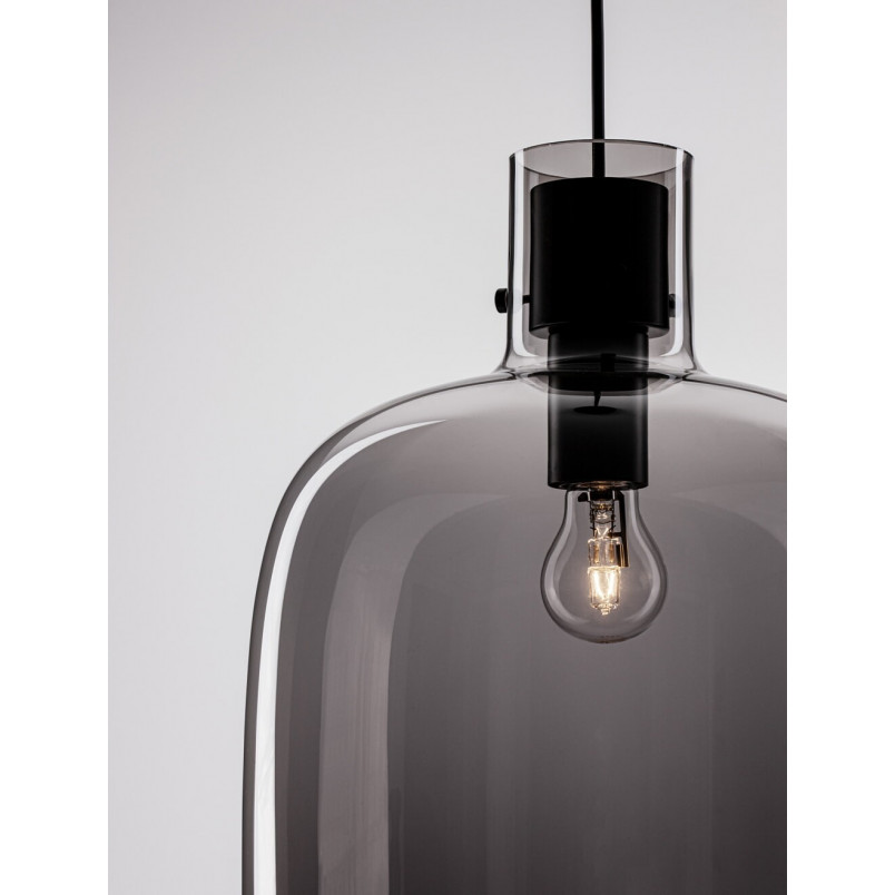Lampa wisząca szklana retro Bulgy 30cm szkło dymione