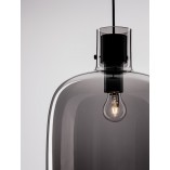 Lampa wisząca szklana retro Bulgy 30cm szkło dymione