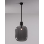 Lampa wisząca szklana retro Bulgy 30cm szkło dymione