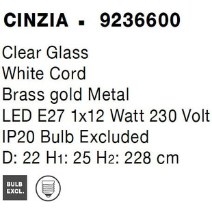 Lampa wisząca Bulgy - Szkło, Mosiądz | Decolab24
