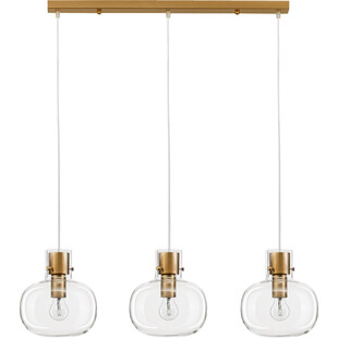 Lampa wisząca szklana retro Bulgy III 86cm przeźroczysty / mosiądz
