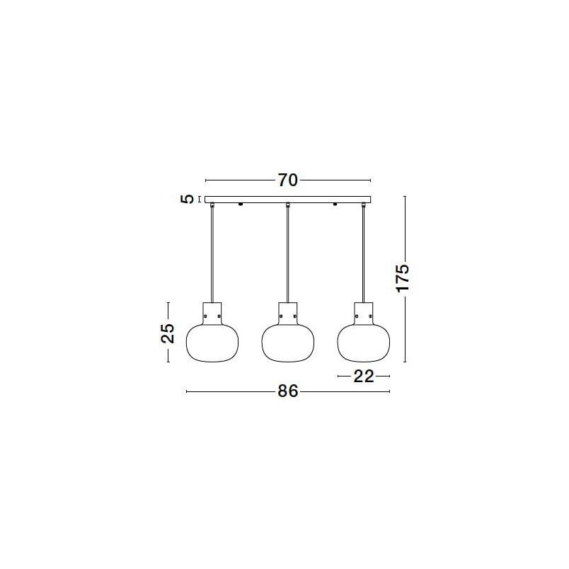 Lampa wisząca Bulgy III - szklana, retro, 86cm | Decolab24