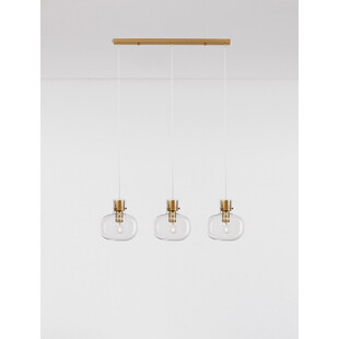 Lampa wisząca szklana retro Bulgy III 86cm przeźroczysty / mosiądz