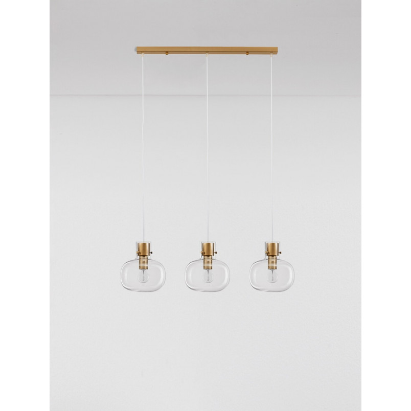 Lampa wisząca Bulgy III - szklana, retro, 86cm | Decolab24