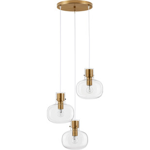 Lampa wisząca szklana retro Bulgy III 30cm przeźroczysty / mosiądz
