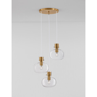 Lampa wisząca szklana retro Bulgy III 30cm przeźroczysty / mosiądz