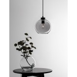 Lampa wisząca szklana kula retro Tempo 20cm szkło dymione