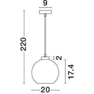 Lampa wisząca szklana kula retro Tempo 20cm szkło dymione